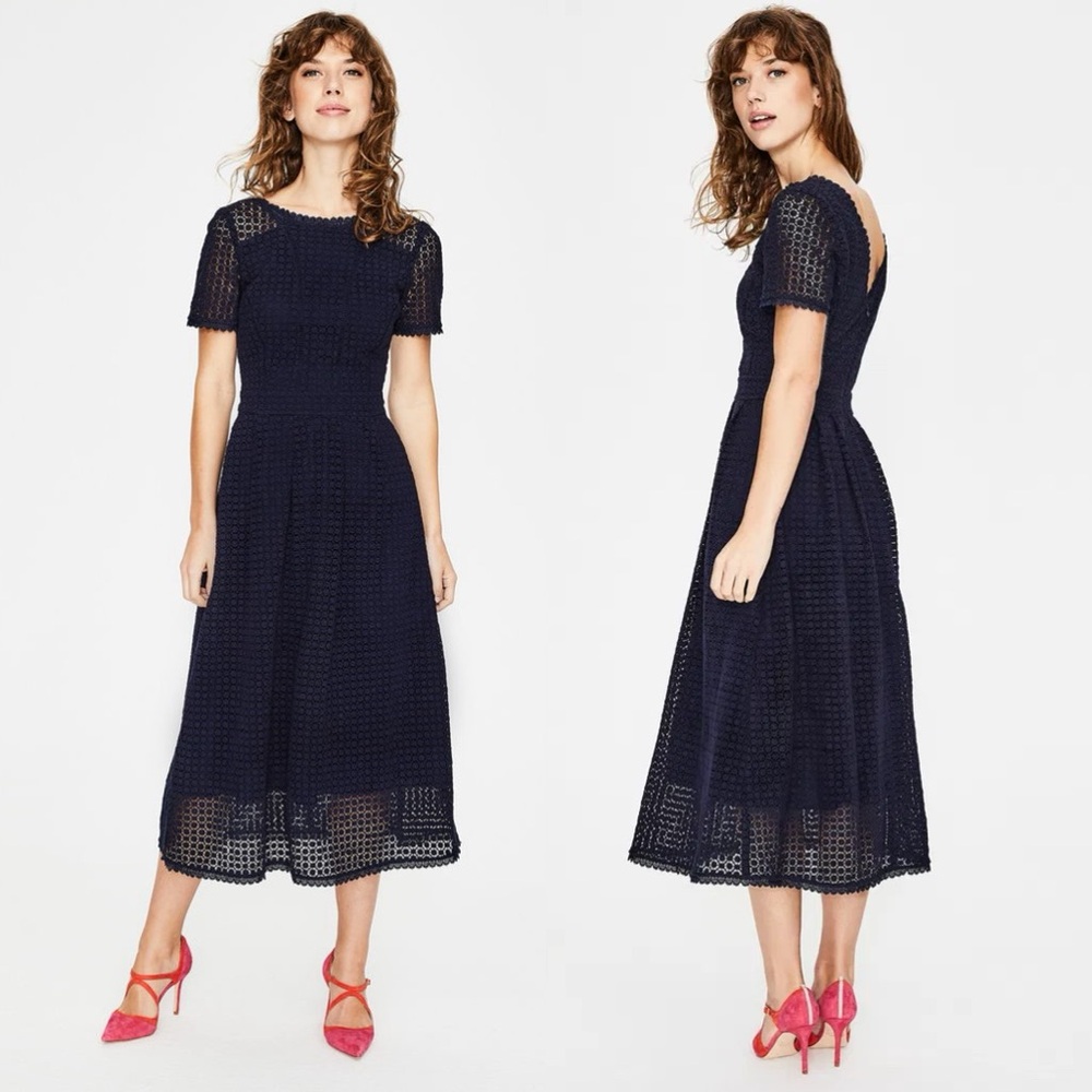 Boden Midnight Blue Lace Midi Dress
